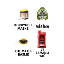 Motorlu Tırpan Seti Koruyucu Maske-misina-otomatik Başlık-yağ