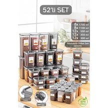 Meleni Home 52 Parça Mega Seti Kare Saklama Kabı 12x 300ML 500 ML 8x 1100ML 1700ML