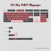 125 Tuş Pbt Keycaps Tuş Takımı Siyah Pembe Kırmızı Üç Renkli Mekanik Ve Manyetik Klavye Tuş Başlığı Seti