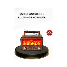 Hubrendy Tekno Alev Işığı Efektli Solar Bluetooth Hoparlör Radyo Destekli Taşınabilir Model
