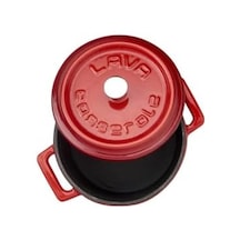 Metal Döküm Mini Tencere, 10 Cm, 0.35 L Hacim, Kırmızı 12v