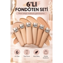 6 Lı Mat Bitişli Fondöten Seti Çok Renkli