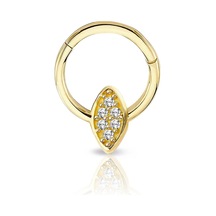Lilarote Oval Formlu Taşlı Altın Helix Piercing