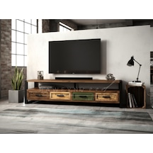 Raweyn Almond Doğal Ahşap Çekmeceli Tv Ünitesi - 210cm Ceviz