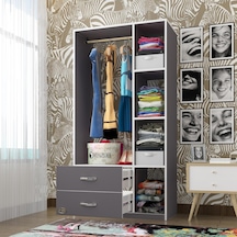 Kenzlife giysi dolabı hülagü 175*90*40 gri gardırop 2 çekmeceli