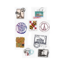 Pul Tasarımlı Vintage Dünya Şehirleri Temalı Sticker Seti