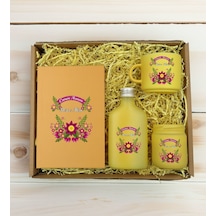 Bk Gift Kişiye Özel İsimli Dtf Anne Temalı Sarı Defter & Kahve Fincanı & Kolonya & Mum Hediye Seti-6, Anneye Hediye, Anneler Günü Hediyesi Kobitmeyenc