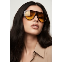 Retro Turuncu Lens Leopar Desen Gözlük Leopar - Siyah