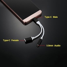 Type-C Usb C 2In1 Şarj + Kulaklık Dönüştürücü 3.5 Mm Jack Adaptör