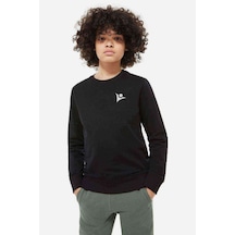 Tshirthane Tübitak Göğüs Logo Baskılı Unisex Çocuk Siyah Sweatshirt Siyah