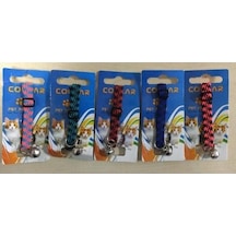 Pet Pretty Kedi Desenli Çıngıraklı Lastikli Boyun Tasması