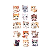 Kedi Temalı Sticker Etiket Seti - Cat Sticker - Laptop Notebook Telefon 30x21cm