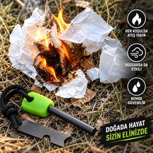 Barnetta Büyük Boy Magnezyum Çubuğu Ateş Başlatıcı Çakmak Taşı Survıval Acil Durum Çakmağı Beyaz
