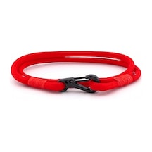 Kirmizi Paracord Metal Kanca Iki Sira Sarma Erkek Bileklik M011N Çok Renkli
