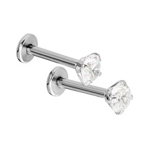 Suntek 2x Kristal Rhinestone Burun Yüzük Kemik Damızlık Gümüş