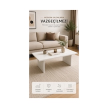 Nordıc Modern Beyaz Orta Sehpa Minimalist Salon Sehpası 90x45x40 Cm Beyaz Beyaz