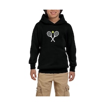 Zepplin Giyim Tennis Rackets Siyah Çocuk Kapşonlu Sweatshirt Siyah