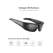 628 4k Ultra Hd Kameralı Akıllı Güneş Gözlüğü - 128gb Hafıza, Tr90 Esnek Çerçeve, Uv Korumalı