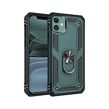Newface Apple iPhone Uyumlu  11 Kılıf Sofya Yüzüklü Silikon Kapak - Yeşil