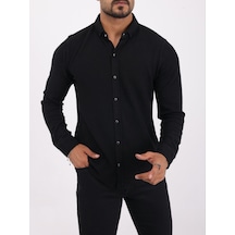 Classics Men Troy Uzun Kol Slim Fit Erkek Gömlek-6974 Siyah