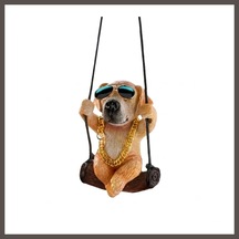 Bezos Araç İçi Dikiz Aynası Asma Dekoratif Süs Köpek Salıncaklı Altın Kahve Nxrlvng