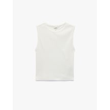Koton Pamuklu Slim Fit Bisiklet Yaka Kolsuz Arkası Dekolte Detaylı Bluz Kırık Beyaz 6sak70001pk Ekru