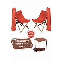 Bag The Joy Ahşap Masa Sandalye Seti Kahve Kiremit - 50 50 50c