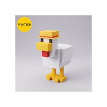 3d Baskı Piksel Tasarımlı Şapkalı Tavuk Figürü Dekoratif Oyuncu Masası Aksesuarı Ve Hediyelik Minecraft Tavuk