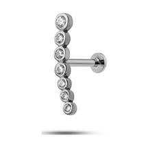 925 Ayar Gümüş Rodyumlu Minimal 7 Taşlı Süzmetragus Piercing Küpe