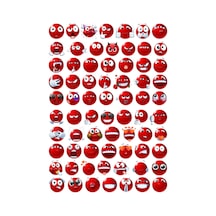 70 Adet Kırmızı Komik Emoji Sticker Seti - Etiket Seti Scrapbook Bullet Journal