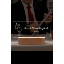 Masif Ahşap Tabanlı Usb Kablolu Pleksi Led Gece Lambası