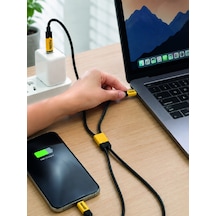 3'lü Şarj Kablosu Hızlı Şarj Destekli Dayanıklı Örgü Usb Kablo 1