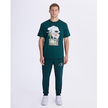 Kappa Authentic Vitor Erkek Petrol Yeşili Regular Tişört Yeşil