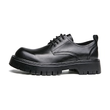 Ikkb Büyük Boy Rahat Kalın Taban Artan Moda Yeni Erkek Rahat Ayakkabılar Wjz-5661 Düz Siyah