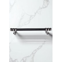 Nesli Alüminyum Metal Lüks Modern Mobilya Çekmece Mutfak Dolabı Kulpu Siyah-krom 128mm Siyah - Krom