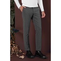 Slim Fit Yan Cepli Dokulu Esnek Casual Antrasit Pantolon P 1139 Antrasit