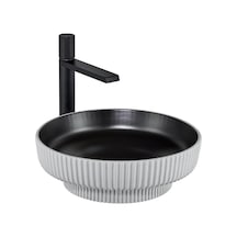 E-w1501msb Tezgah Üstü Lavabo Mat Siyah & Beyaz Siyah Beyaz