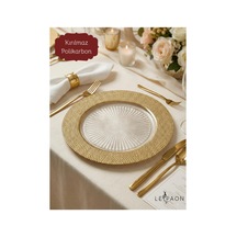 6 Adet 30 Cm Gold Lüks Supla Seti, Polikarbon Kırılmaz Amerikan Servis, Şık Sofra Sunum Altlığı Altın - 817121319 Altın
