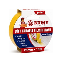 Çift Taraflı Şeffaf Filmik Bandı 25 Mm X 10 Metre Güçlü Yapışkanlı Genel Amaçlı Bantı Bantları