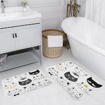 Eliana Home Dijital Baskılı 2'li Banyo Paspas Takımı Lna5128 Beyaz