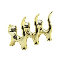 İbico İ12-155 Kedi Figürlü Seramik Biblo - Küçük Boy Gold Dekoratif Süs Eşyası- 12'li Paket Diğer