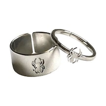 2 Li Spiderman Gotik Çift Yüzük Gümüş Ayarlabilir