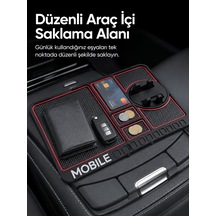 Telefon Standlı Araç İçi Organizer Kaydırmaz Silikon Konsol Düzen