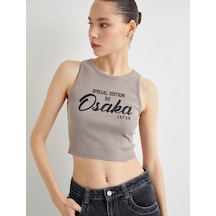 Koton Osaka Crop Atlet Ribanalı Slim Fit Gri 4sal30086ık
