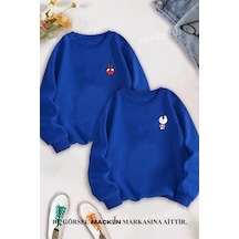 Macklin Sevgili Çift Kombin Hello Kitty Spiderman Göğüs Baskılı Bisiklet Yaka Sweatshirt 2li Set Takım Mavi Mck1402 Mavi
