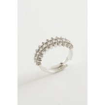 Oval - 946 - Zirkon Taşlı Yüzük - Nazblsmm - Gümüş Rengi