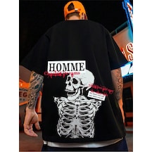 Startmore Adrift Unisex Oversize Kalıp Sloganlı Ve İskelet Baskılı Harajuku Style Siyah