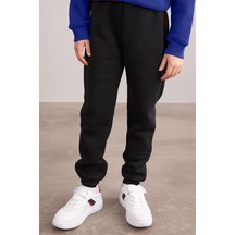 Çocuk 3 İplik Eşofman Altı Düz Renk Ribanalı E28 Siyah