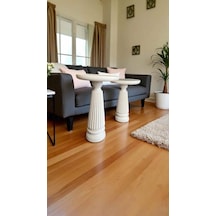 Modern Beyaz Mantar Sehpa 2 Li Set Ahşap Yan Sehpa Takımı