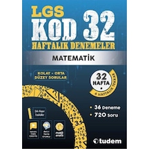 LGS Matematik Kod 32 - Haftalık Denemeler- Tudem Yayınları